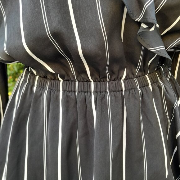 Express Striped Elastic Waist Ruffle Wrap Dress SIZE SMALL - Picture 10 of 16
